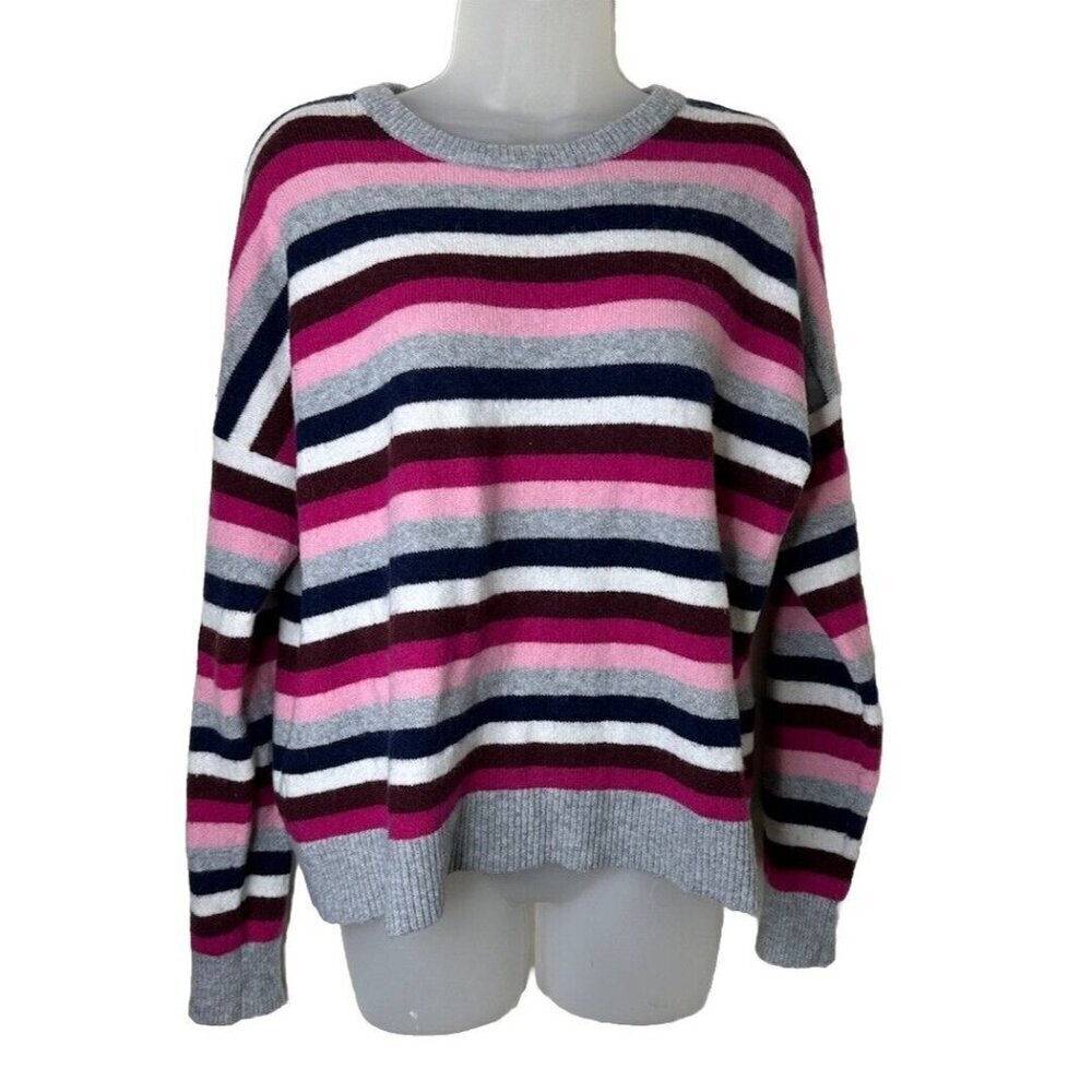 COURT & ROWE Wool Blend Striped Long Sleeve Pullover Sweater Medium Soft‎ Cozy